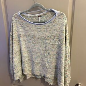 Free People Multicolor Pastel Oversized Knit Sweater